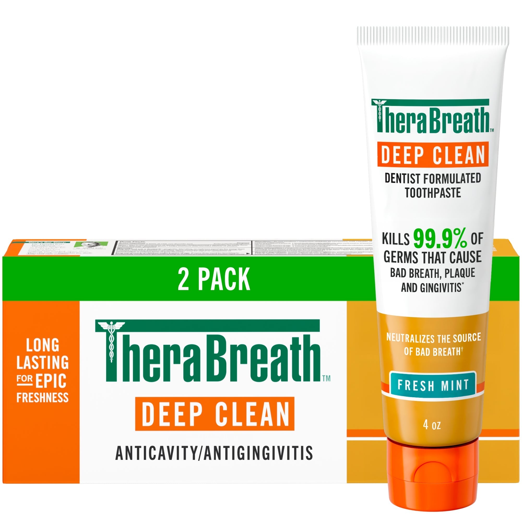 TheraBreath Deep Clean Toothpaste, Helps Fight Bad Breath, Fresh Mint